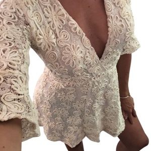 Reformation White Lace Wrap Dress